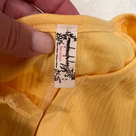 Intimately Free People Yellow Ribbed V-Neck Top - Picture 5 of 6